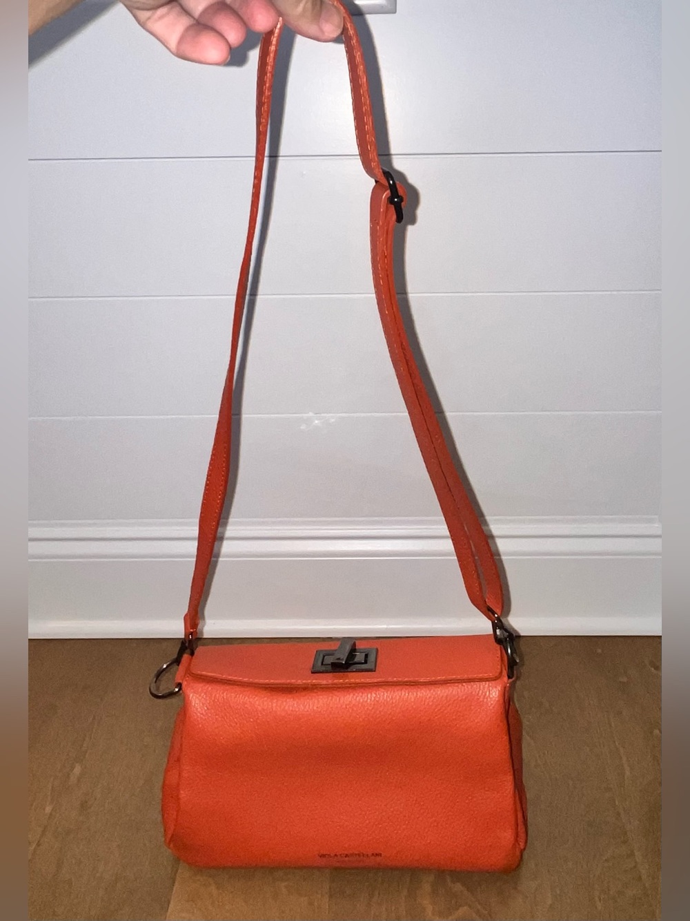 Viola Castellani: Milano Pebbled Leather Crossbody Bag Made In Italy